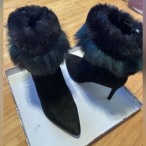 Sam Edelman Oleana black/green suede/leather boots/booties